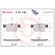 Brembo 4 x Front Brake Pad Set fits Citroën Berlingo 2018-2019 1.2 1.5 1.6