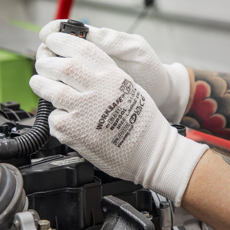 Worksafe Worksafe White Precision Grip Gloves, Large - Pair SSP50L Worksafe - Dynamic Drive