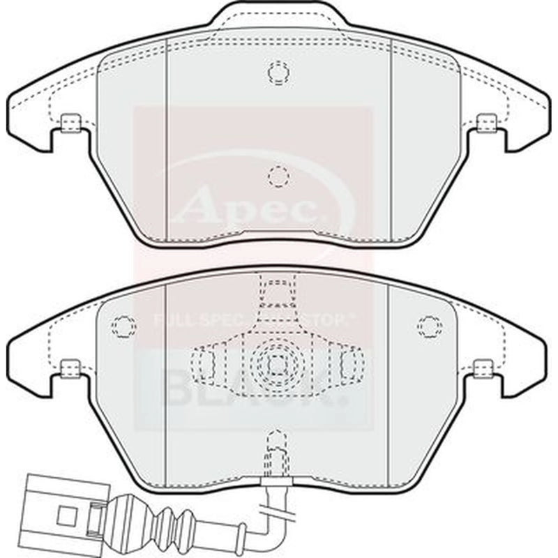 Apec Black Front Brake Pad Set fits Audi A1 2010-2018 1.4 1.6 1.8 2.0
