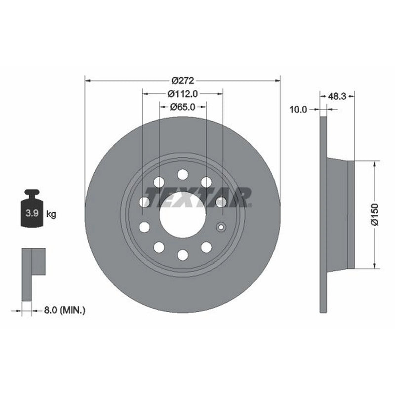 Textar 2 x Solid Rear Brake Discs 92224903-x2