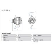 Bosch Car Alternator 12V 0 986 046 150