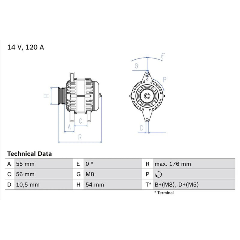 Bosch Car Alternator 12V 0 986 046 150