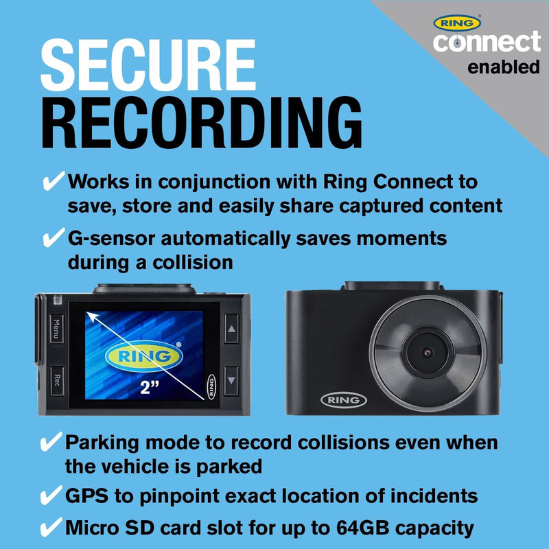 Ring Automotive - RSDC3000 Smart Dash Cam with GPS WiFi Full HD 1296p 30fps 2" S Ring Automotive - Dynamic Drive