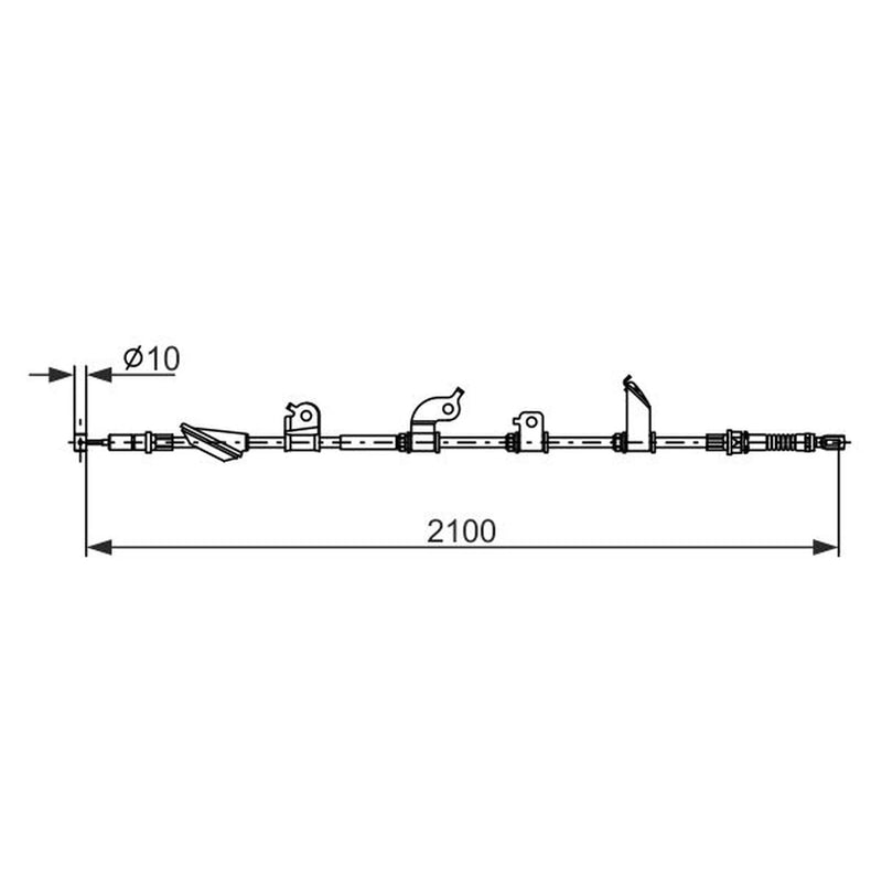 Bosch Handbrake Cable Rear fits Honda Civic VIII 2005-2012 1.3 1.6 1.8
