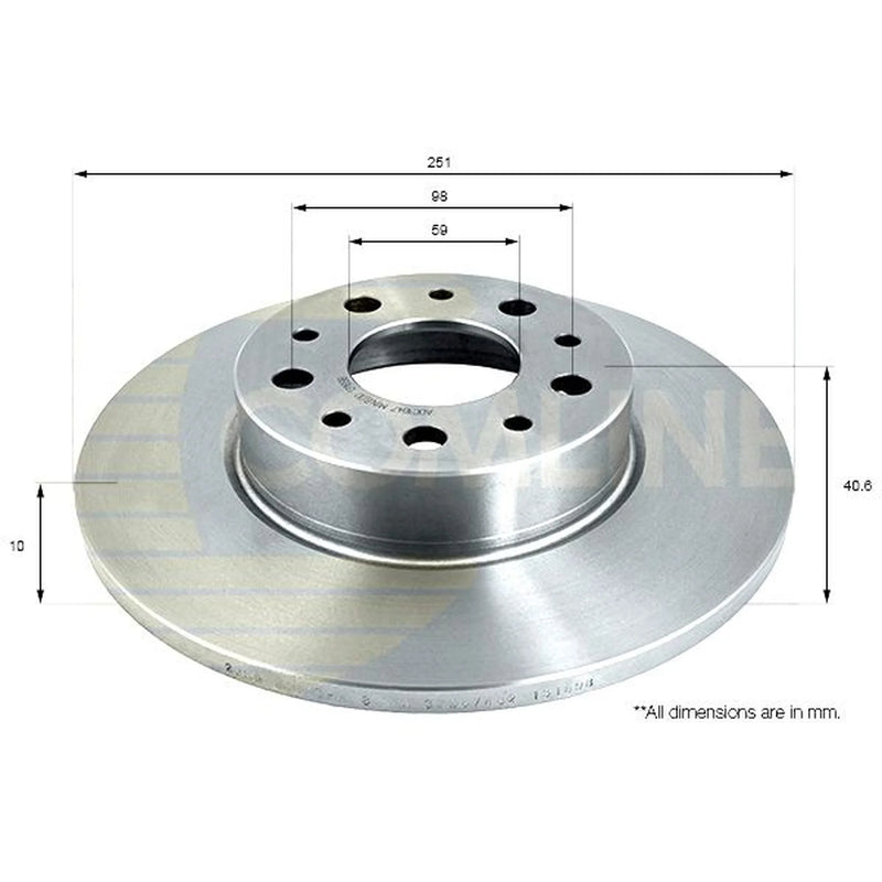 Comline Rear Brake Solid Discs & Pads fits Fiat 500L 2012-2018 0.9 1.3 1.4 1.6