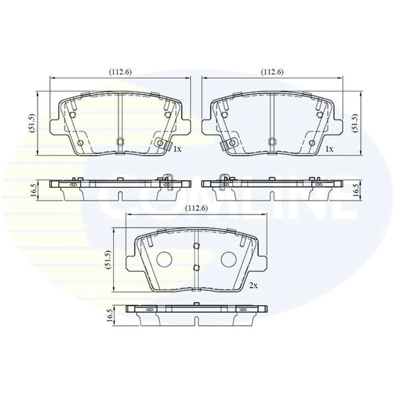 Comline 4 x Rear Brake Pad Set fits Hyundai I30 2017 on 2.0
