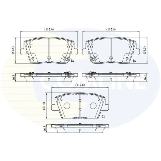 Comline 4 x Rear Brake Pad Set fits Hyundai I30 2017 on 2.0