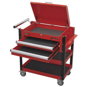 Sealey HD Mobile Tool & Parts Trolley 2 Drawer & Locking Top - Red AP760M Sealey  - Dynamic Drive