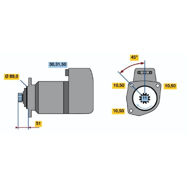 Bosch Starter Motor 24V 5.4kW 11 Teeth fits Volvo B10 1978-2003