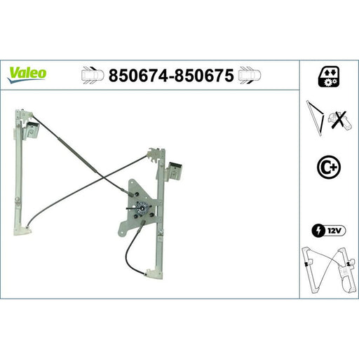 Valeo Electric Window Regulator Lifter Right Front 850675