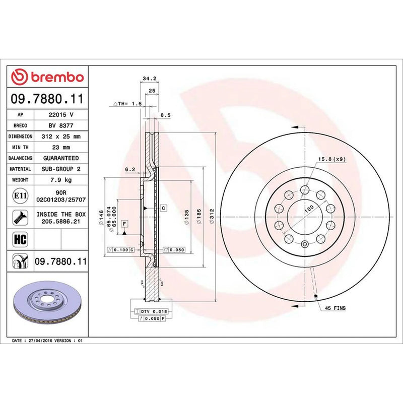 Brembo Front Brake Internally Vented Discs & Pads fits Seat Leon 2002-2006 1.8