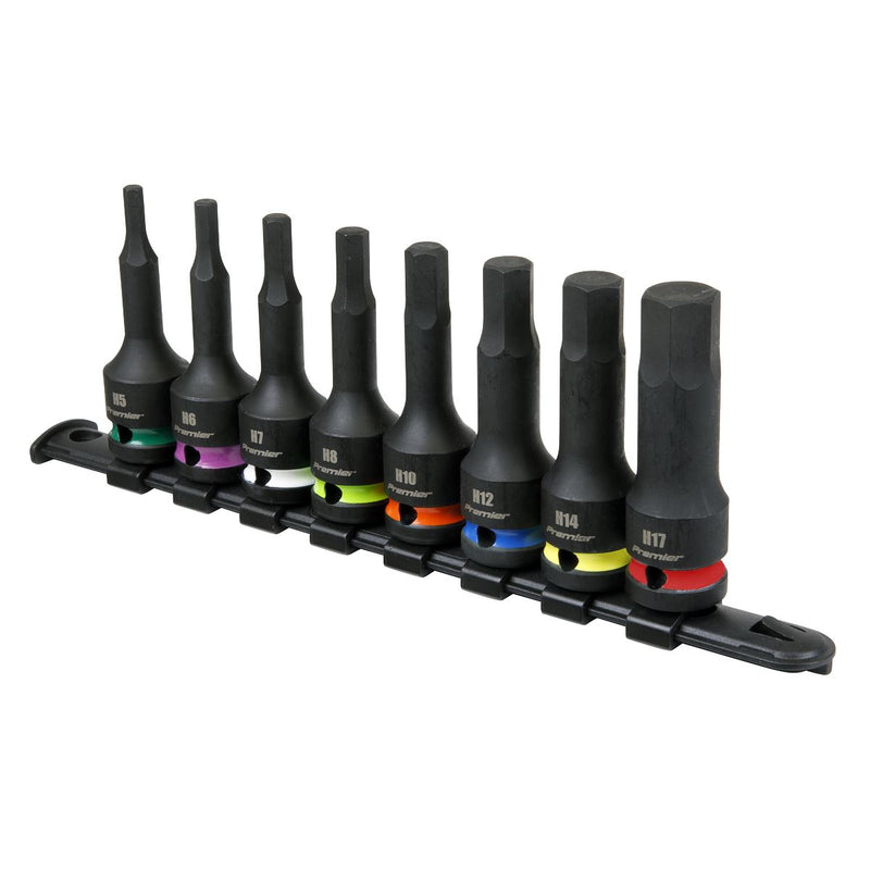 Sealey Premier Premier Hex Impact Socket Bit Set 1/2"Sq Drive 8pc AK56001 Sealey Premier - Dynamic Drive