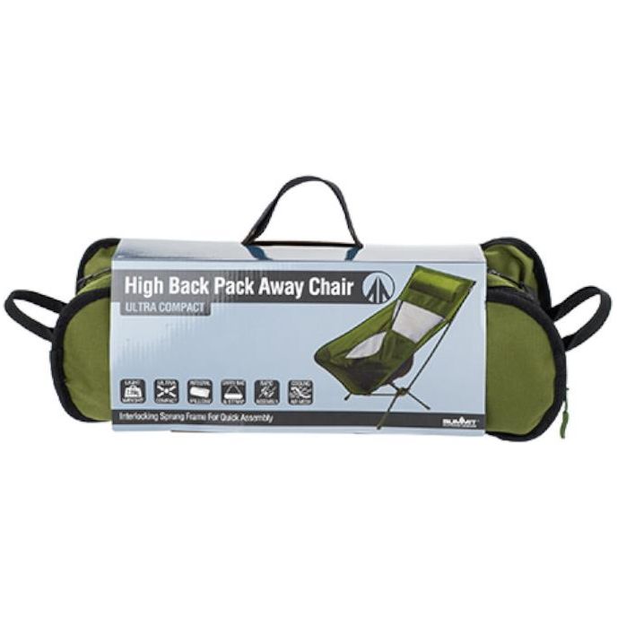 Folding Green Camping Chair High Back Pack Away Fishing Beach Picnic Outdoors Summit  - Dynamic Drive