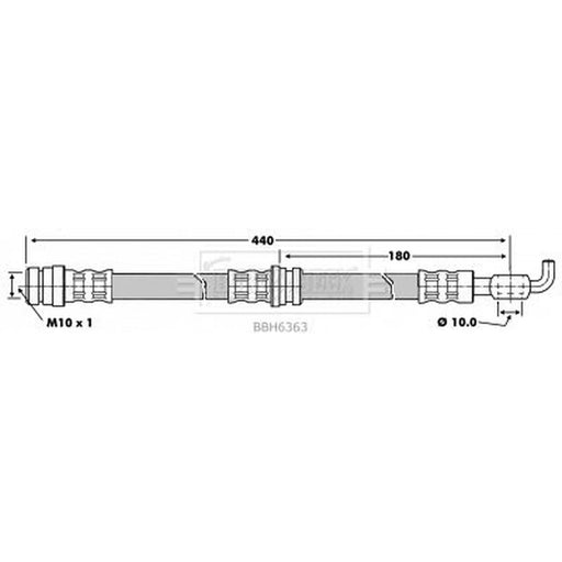 Borg & Beck Brake Hydraulic Hose Line Front Right BBH6363