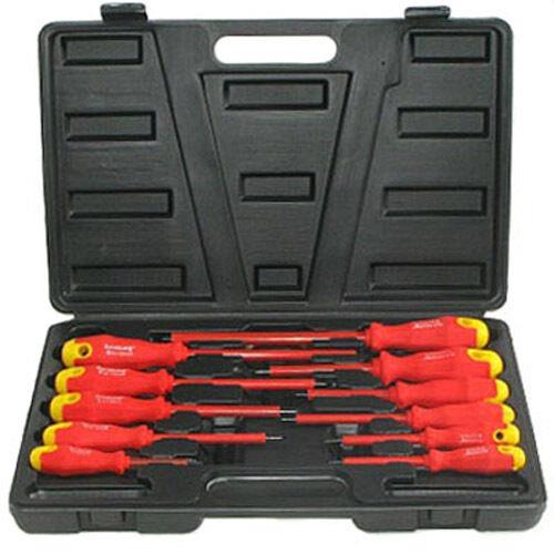 Silverline Screwdriver Set Slotted Phillips Electrician Insulated Soft Grip 11pc Silverline  - Dynamic Drive