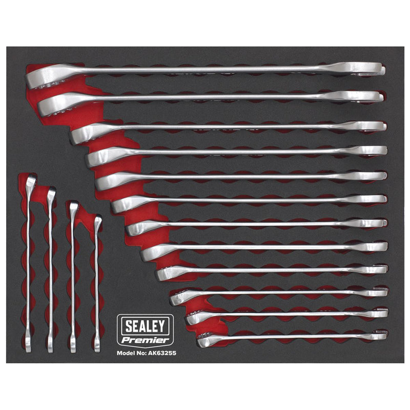 Sealey Premier Combination Spanner Set 16pc Metric Cold Stamped EVA Tray 6-22mm Sealey  - Dynamic Drive