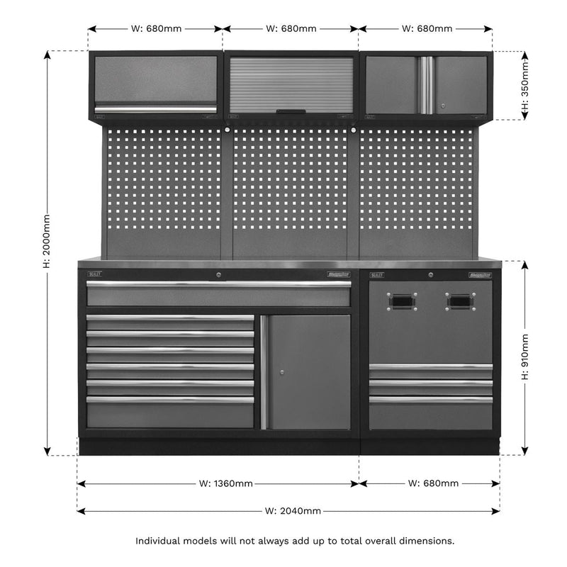 Sealey Modular Storage System Combo Stainless Steel Worktop APMSSTACK14SS Sealey - Dynamic Drive