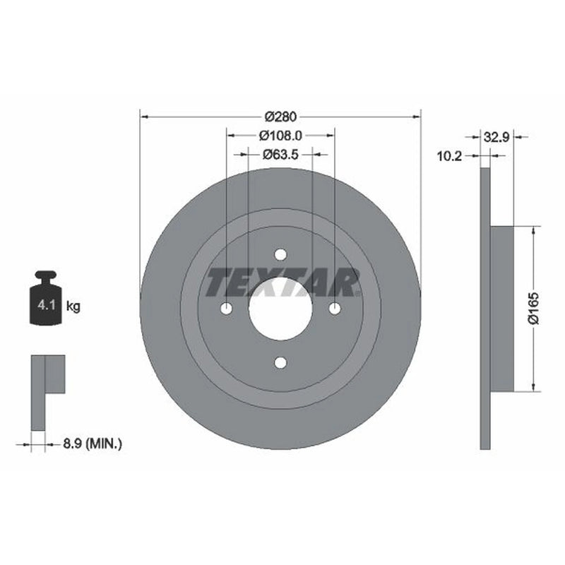 Textar 2 x Solid Rear Brake Discs 92172403-x2