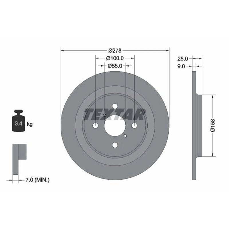 Textar 2 x Solid Rear Brake Discs 92161903-x2