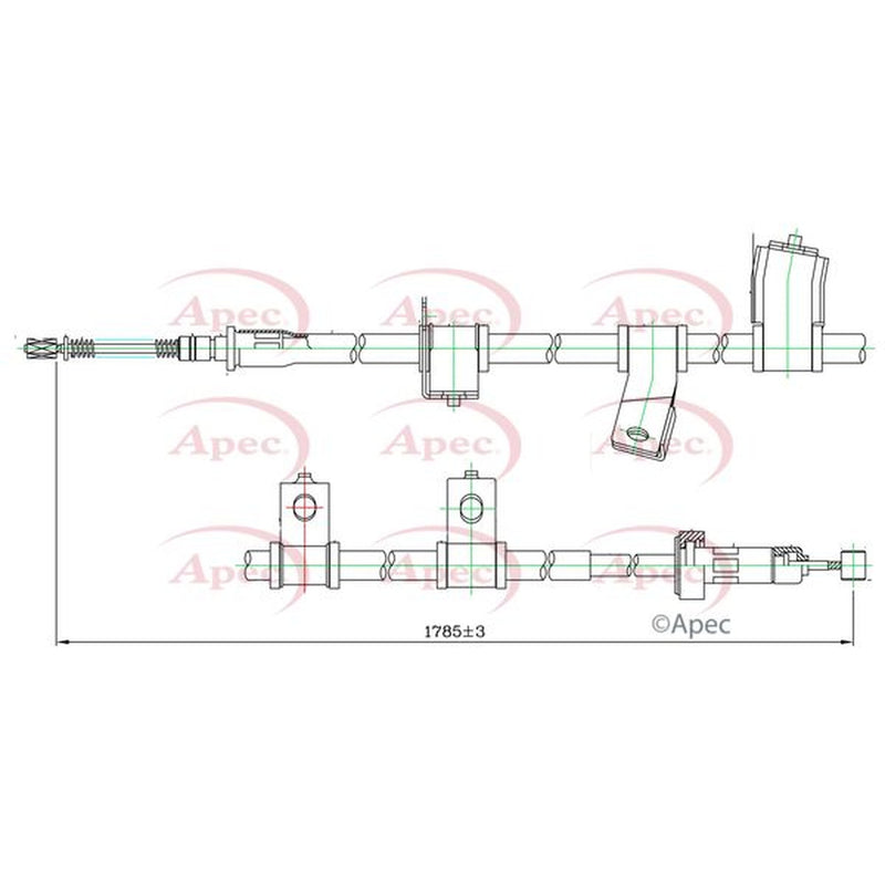 Apec Handbrake Cable Right Rear fits Hyundai Santa Fé I 2001-2006 2.4 2.7