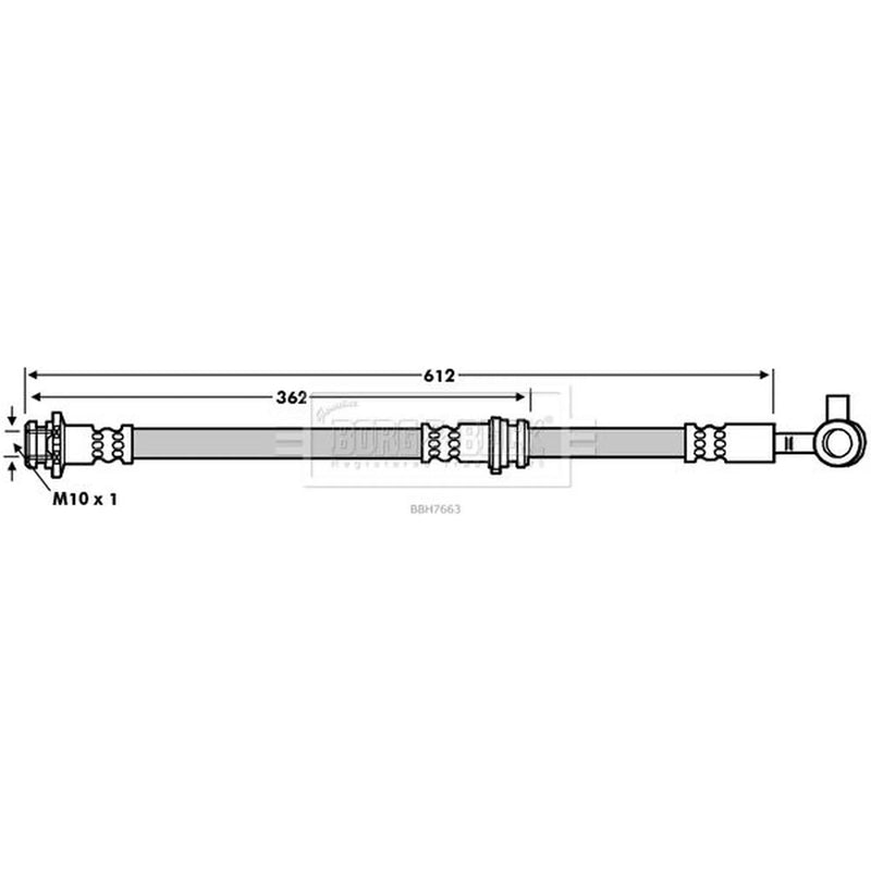 Borg & Beck Brake Hydraulic Hose Line Front Right BBH7663