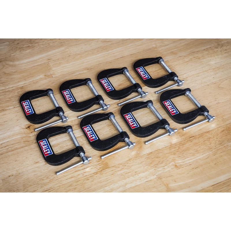 Sealey Junior C-Clamp Set 28mm x 28mm 8pc GCC05 Sealey - Dynamic Drive