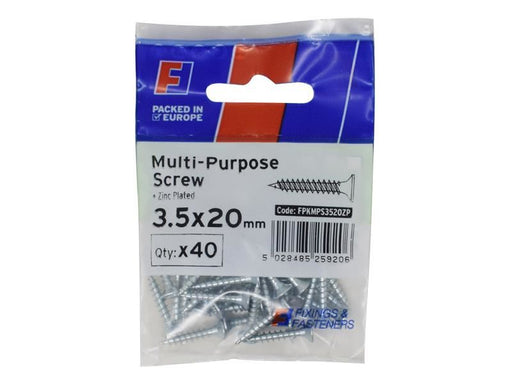 ForgeFix Multi-Purpose Pozi Screw CSK ST ZP 3.5 x 20mm ForgePack 40 ForgeFix - NN4 Online