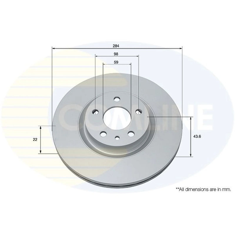 Comline 2 x Brake Discs fits Fiat 500L 2012-2018 0.9 1.3 1.4 1.6