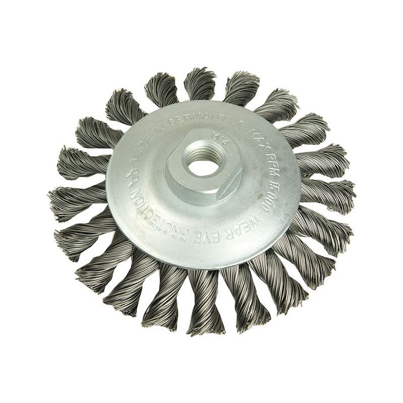 Lessmann Conical Knot Brush 100mm M10 Bore, 0.50 Steel Wire Lessmann - Dynamic Drive