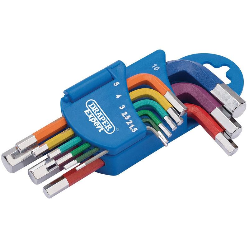 Draper Metric Coloured Short Arm Hex. Key Set (9 Piece) 66126 Draper - Dynamic Drive