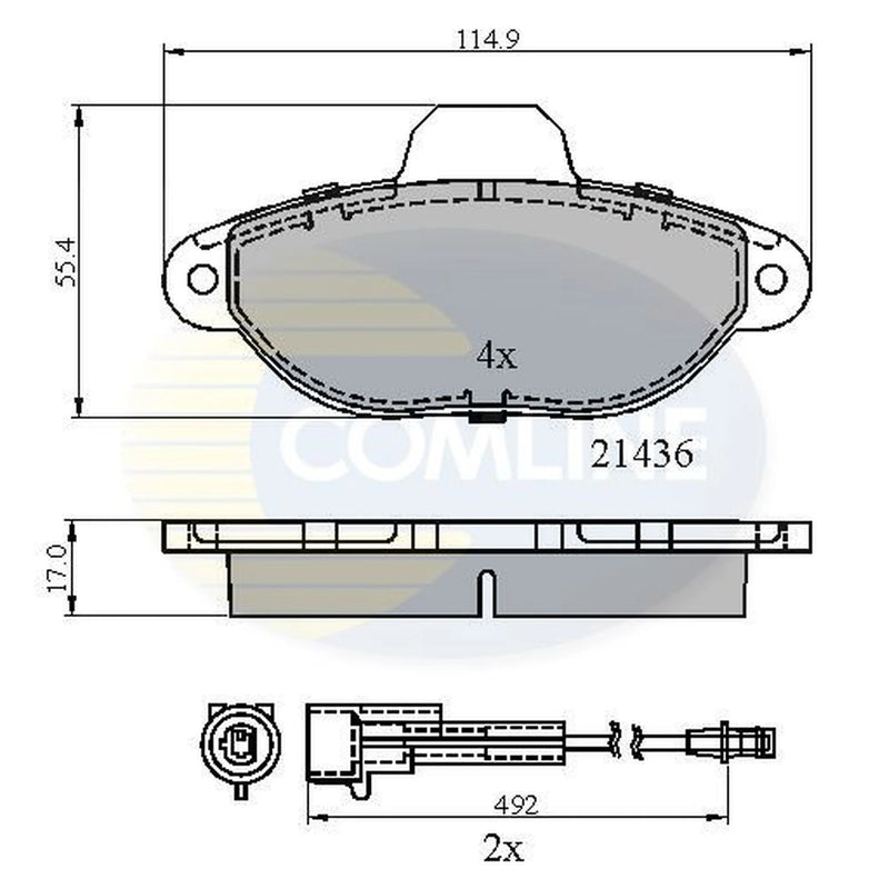 Comline 4 x Front Brake Pad Set fits Fiat 500 2010 on 1.2