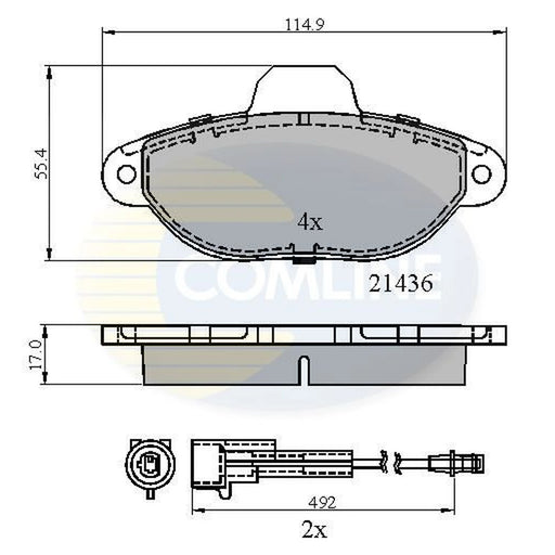Comline 4 x Front Brake Pad Set fits Fiat 500 2010 on 1.2