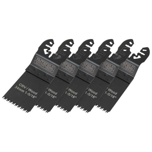 Faithfull Multi-Function Tool CrV Flush Cut Wood Blade Ground Side Set 34mm (Pack 5) Faithfull - Town Tools