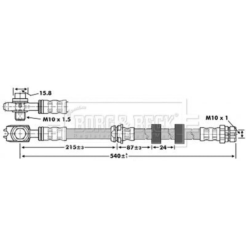 Borg & Beck Brake Hydraulic Hose Line Front Right BBH6851