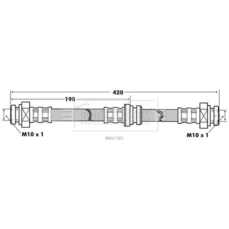 Borg & Beck Brake Hydraulic Hose Line Rear Right BBH7385