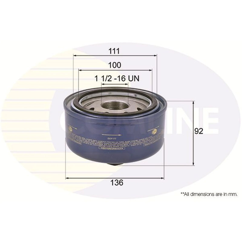Comline Engine Oil Filter fits VW Lt 1997-2006 2.8