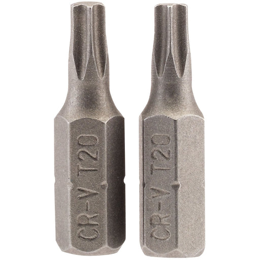 Draper TX-STAR Insert Bit, 1/4" Hex, 25mm Long, T20 (Pack of 2) Draper - Dynamic Drive
