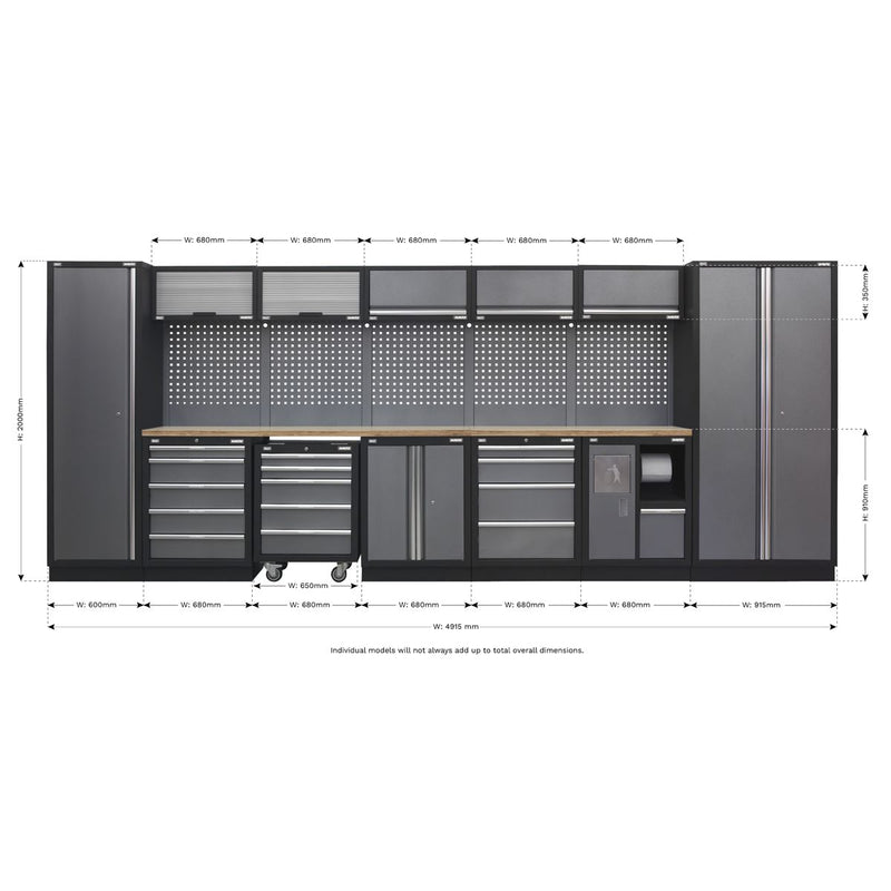 Superline Pro Superline PRO Storage System with Wood Worktop 4.9m APMSSTACK01W Superline Pro - Dynamic Drive