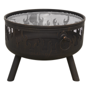 Dellonda Deluxe Firepit Fireplace Outdoor Patio Heater Cooking Grill & Poker Dellonda  - Dynamic Drive