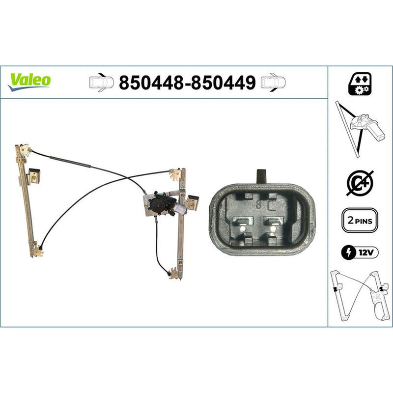 Valeo Electric Window Regulator Lifter Right Front 850449