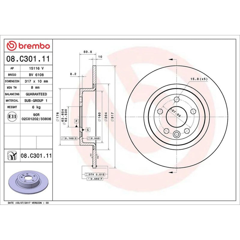 Brembo Rear Brake Discs & Pads fits Land Rover Range Rover Evoque 2011-2019