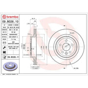 Brembo 2 x Internally Vented Rear Brake Discs 09.B026.11-x2