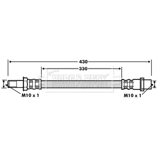 Borg & Beck Brake Hydraulic Hose Line Front Right BBH7496