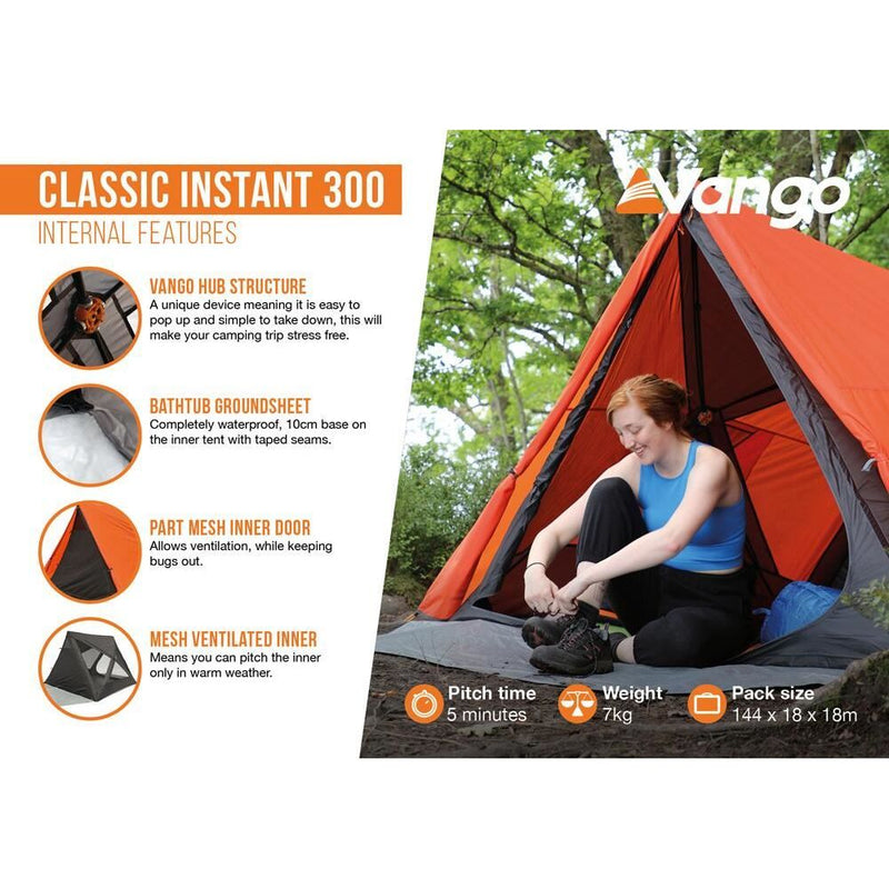 Vango Classic Instant 300 Geo Pattern 3 Person Tent Vango - Dynamic Drive
