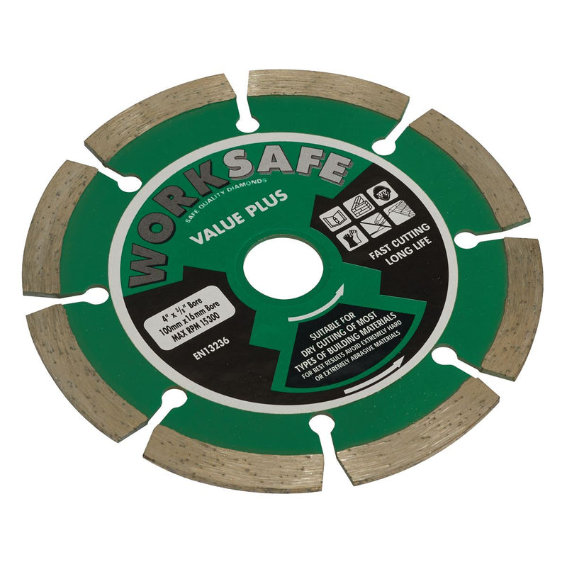 Sealey Value Plus Diamond Blade100 x16mm WDVP100 Sealey - Dynamic Drive