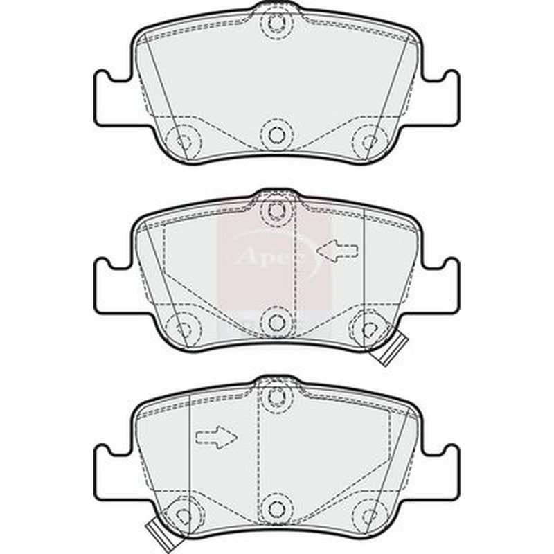 Apec Rear Brake Pad Set fits Toyota Auris 2006-2018 1.2 1.3 1.33 1.4 1.5 1.6