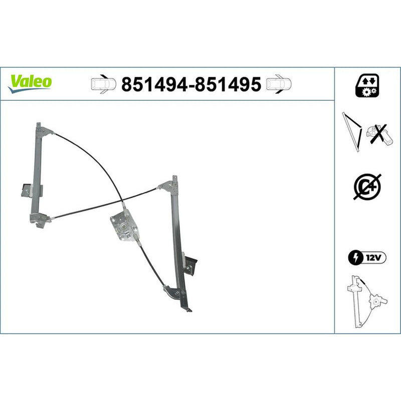 Valeo Electric Window Regulator Lifter Right Front 851495