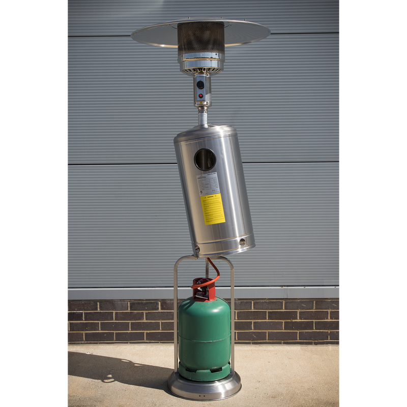 Dellonda 13kW Stainless Steel Commercial Gas Outdoor Garden Patio Heater Wheels Dellonda  - Dynamic Drive