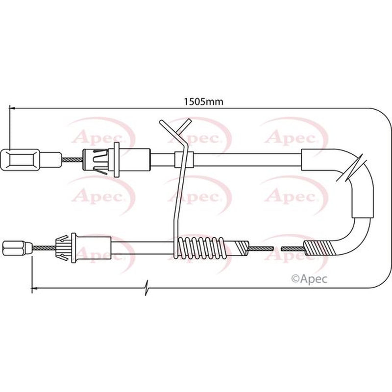 Apec Handbrake Cable Left Rear fits Ford Transit 2006-2014 2.2 2.3 2.4 3.2
