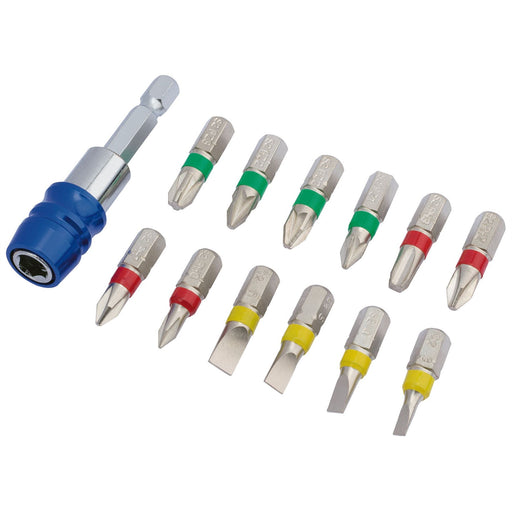 Draper Coloured Screwdriver Bit Set With Magnetic Holder (13 Piece) 82401 Draper - Dynamic Drive